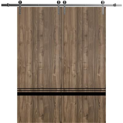 Sturdy Double Barn Door 36 x 80 with Planum 0012 Walnut with 13FT