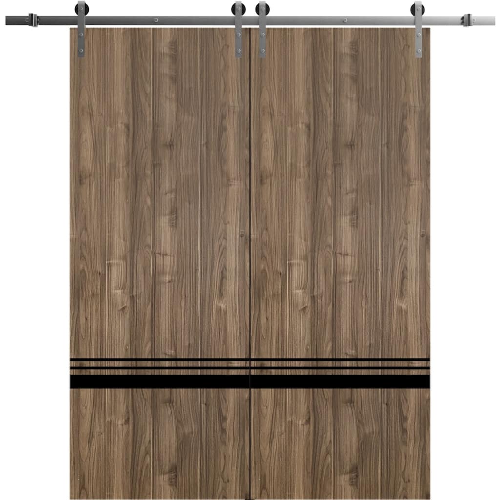Sturdy Double Barn Door 36 x 80 with Planum 0012 Walnut with 13FT