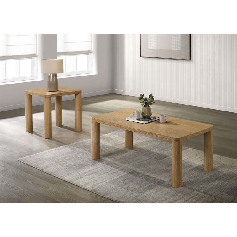 Castlewood Cocktail Coffee Table Set - 2-Piece Set - Washed Oak
