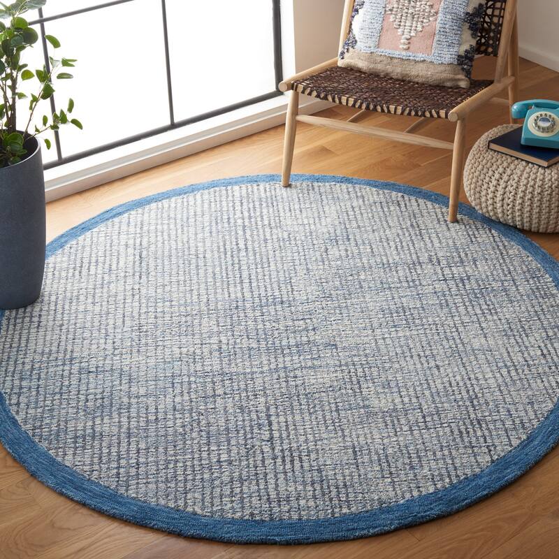 SAFAVIEH Handmade Metro Janin Wool Rug - 6' Round - Ivory/Blue