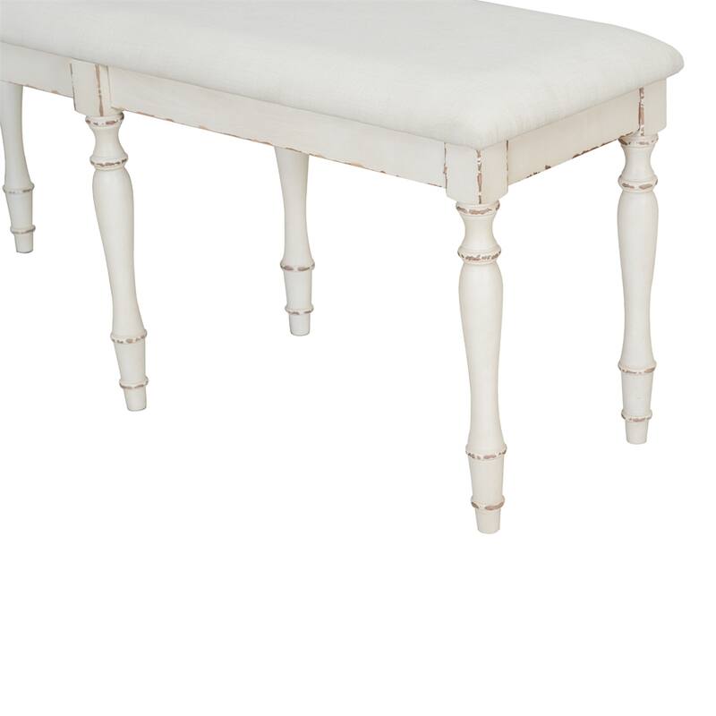 50.4" Vintage Traditional Upholstered Dining Bench w/6 Solid Wood Legs