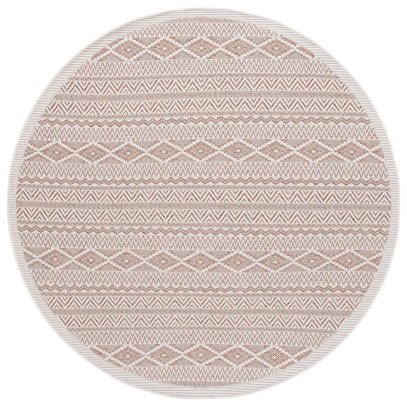 SAFAVIEH Wicker Juliane Casual Rug - 6'7" Round - Orange/Beige