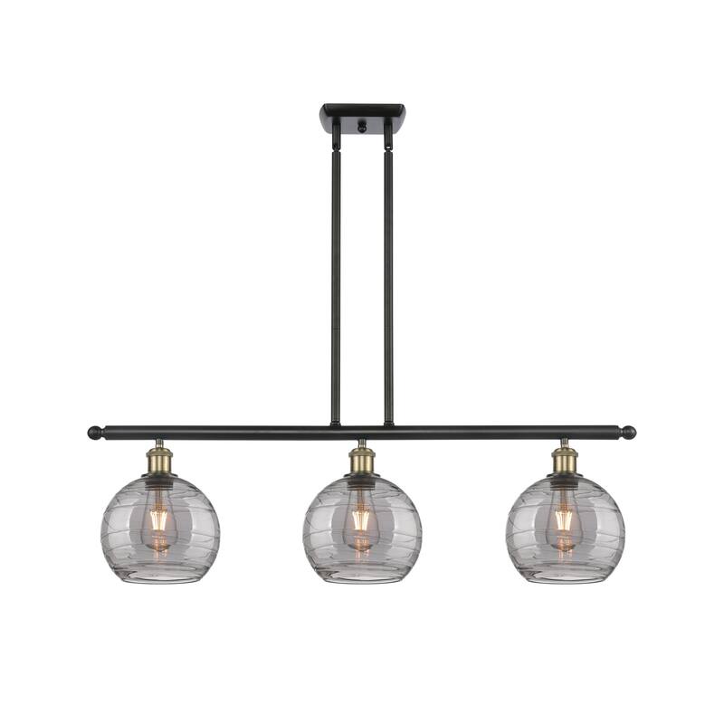 Innovations Lighting 516-3I 10 36 Athens Deco Swirl Chandelier Athens - Black Antique Brass / Light Smoke Deco Swirl