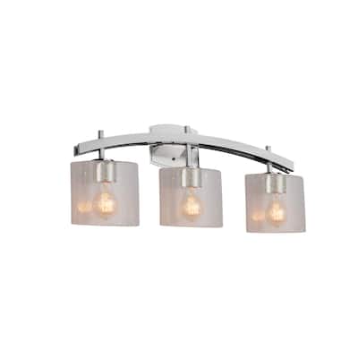 Justice Design Fusion Archway 3-light Brushed Nickel Bath Bar, Seeded Oval Shade