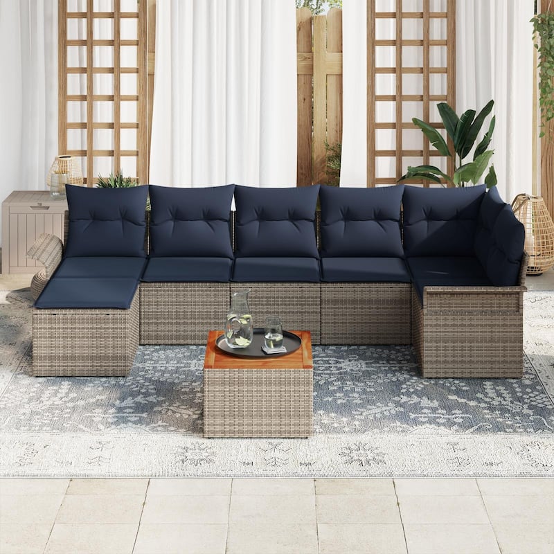 vidaXL 8 Piece Garden Sofa Set with Cushions - 117.1×52.2×27.2