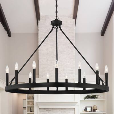 Acroma 15 Light 40 In Modern Farmhouse Wagon Wheel Chandelier-UL