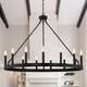 Acroma 15 Light 40 In Modern Farmhouse Wagon Wheel Chandelier-UL - Black