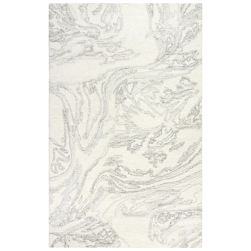 Alora Decor Peace Neutral Ivory and Grey Marbled Hand-tufted Wool Rug