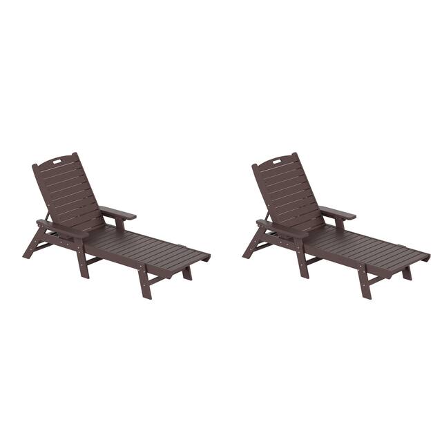 Laguna Weather-Resistant Outdoor Patio Chaise Lounge (Set of 2) - Dark Brown