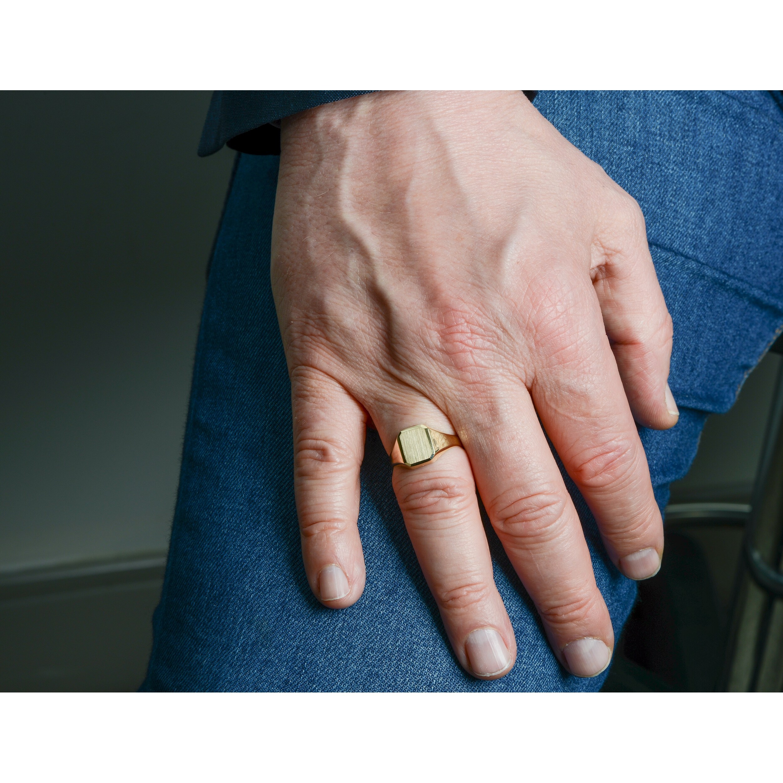 Au Naturale 10k Yellow Gold Rectangular Signet Ring for Men and