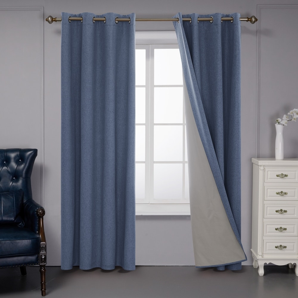 Deconovo Faux Linen Total Blackout with Coating Curtains (2 Panel)