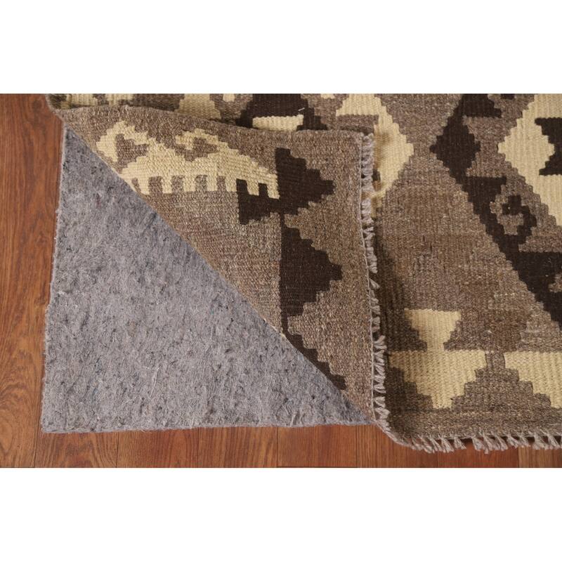 Hand Woven Oriental 100% Wool Carpet Southwestern Geometric Brown Kilim Area Rug - 6' 6'' X 4' 11''