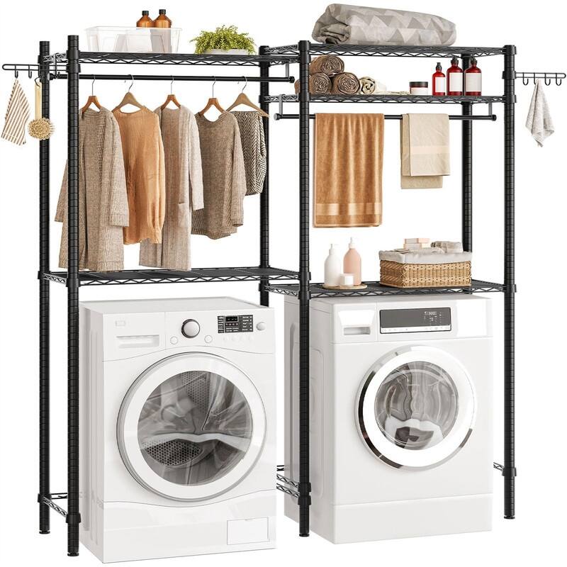 Over The Washer and Dryer Storage Shelf - 65.4"L x 13"W x 77.6"H - Black - 65.4"L x 13"W x 77.6"H