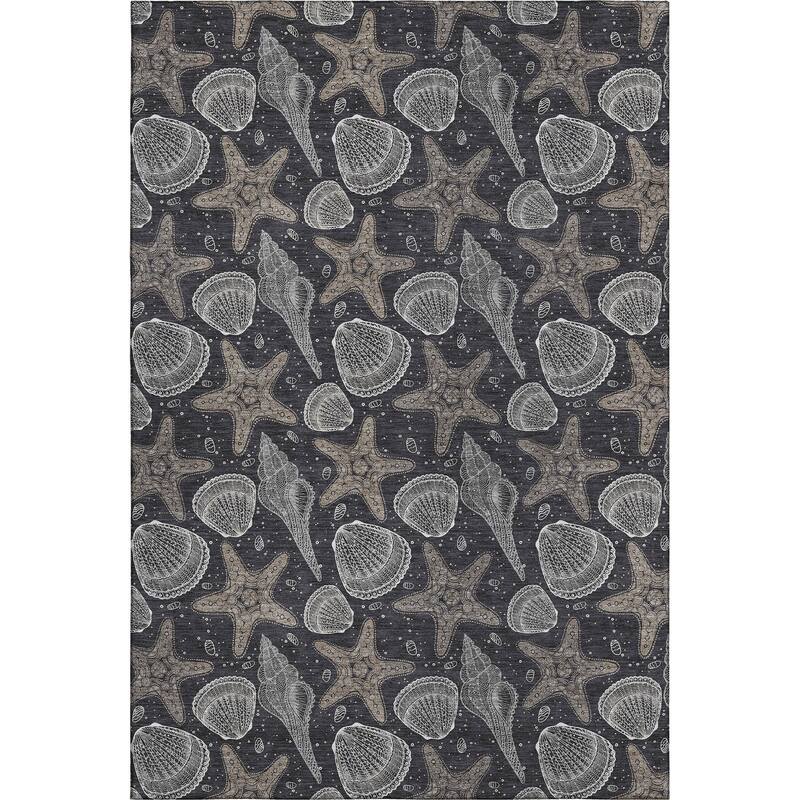 Premium Washable Super Soft Starfish Seashells Coastal Mayfield Rug