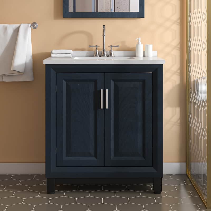 30" Freestanding Vanity with Marble Top and Storage Cabinet