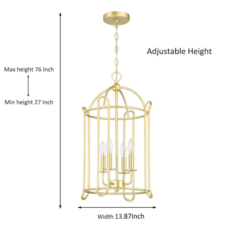 Acroma 4-light Modern Gold Cage Chandelier Drum Dining Lights - 13.87'' D
