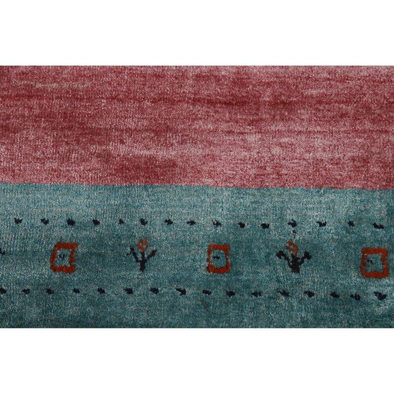 Hand Knotted Oriental 100% Wool Carpet Tribal Animal Pictorial Pink Gabbeh Area Rug - 5' 10'' X 3' 11''
