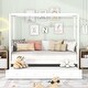 preview thumbnail 1 of 6, Modern Daybed Twin Size Canopy Bed with Twin Size Trundle and Built-in Backrest, Wooden Frame Poster Bed Kids Bedroom Panel Bed White - Twin