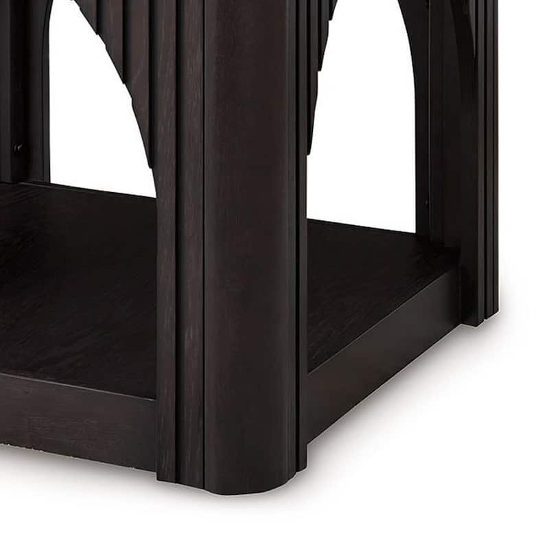 24 in. Black Square Wood End Table, Sturdy Build End Side Table for Living Rooms