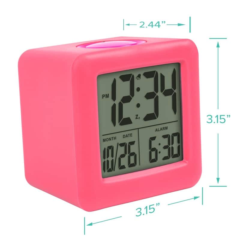 Equity by La Crosse Pink Soft Cube LCD Alarm Clock with Smart Light