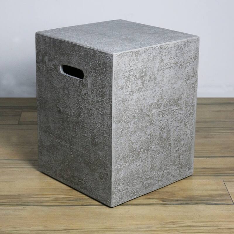 Elementi Square Propane Tank Cover Hideaway Table - Light Grey, 15.7 x 15.7 x 20 Inches - 15.7 x 15.7 x 20