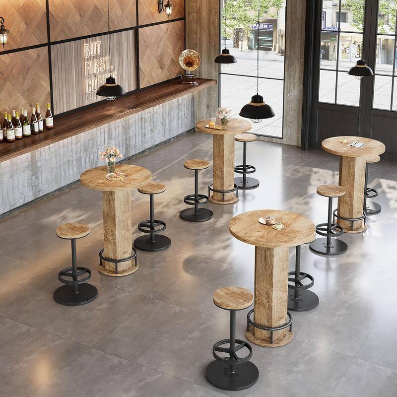 3-Piece Dining Table Set, Small Round Kitchen Table with 2 Chairs for Small Space, Apartment, Bistro