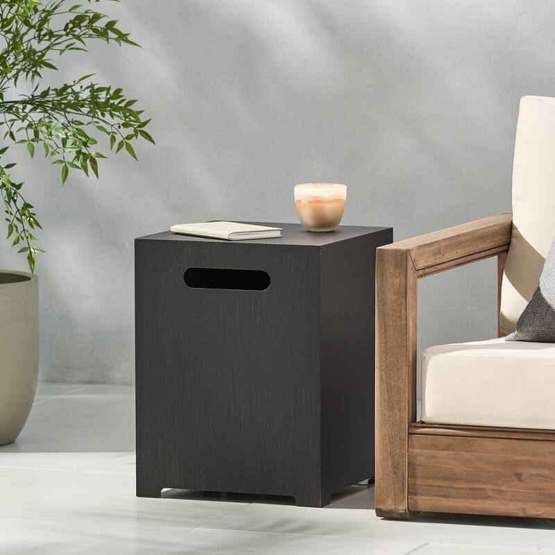 Wellington Outdoor Metal Tank Holder Side Table by Christopher Knight Home - Brushed Brown