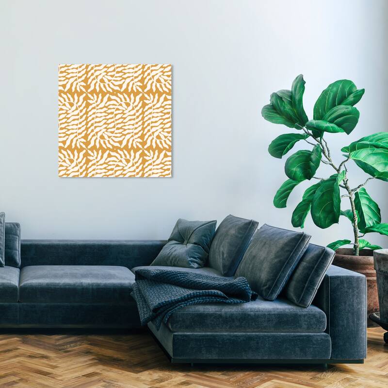 Wynwood Studio Canvas Floral and Botanical Nature Nature Ferns Gold and White Modern & Contemporary Wall Art Canvas Print