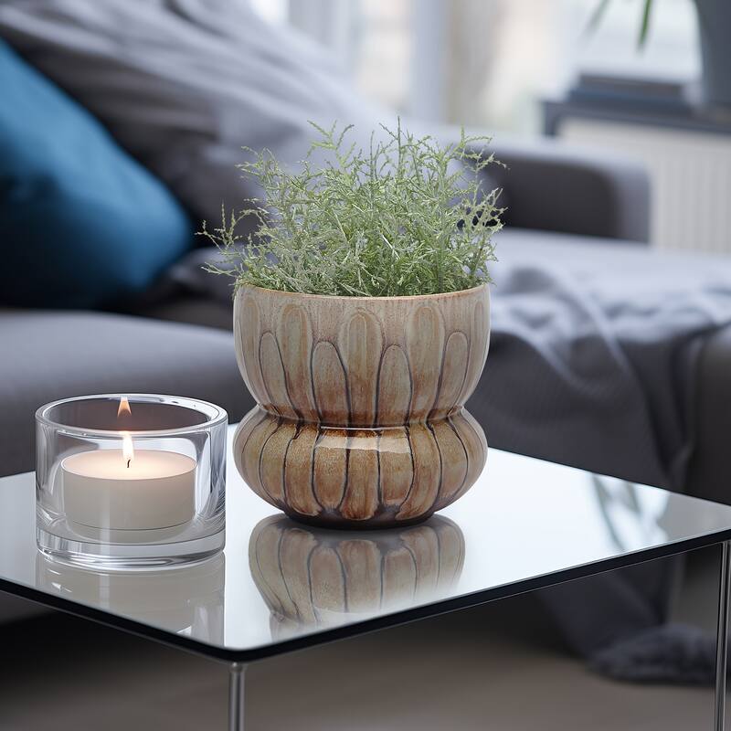 Sagebrook Home Mandara Small Vase - Multi-color, Ceramic, Brown, Novelty, Elegant Design for Modern Living - Ombre Speckled Brown - 7" x 7" x 7"