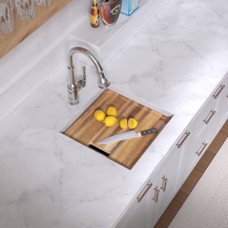 Whitehaus WHSW1818 18" Undermount Single Basin Stainless Steel Kitchen - Brushed Stainless Steel