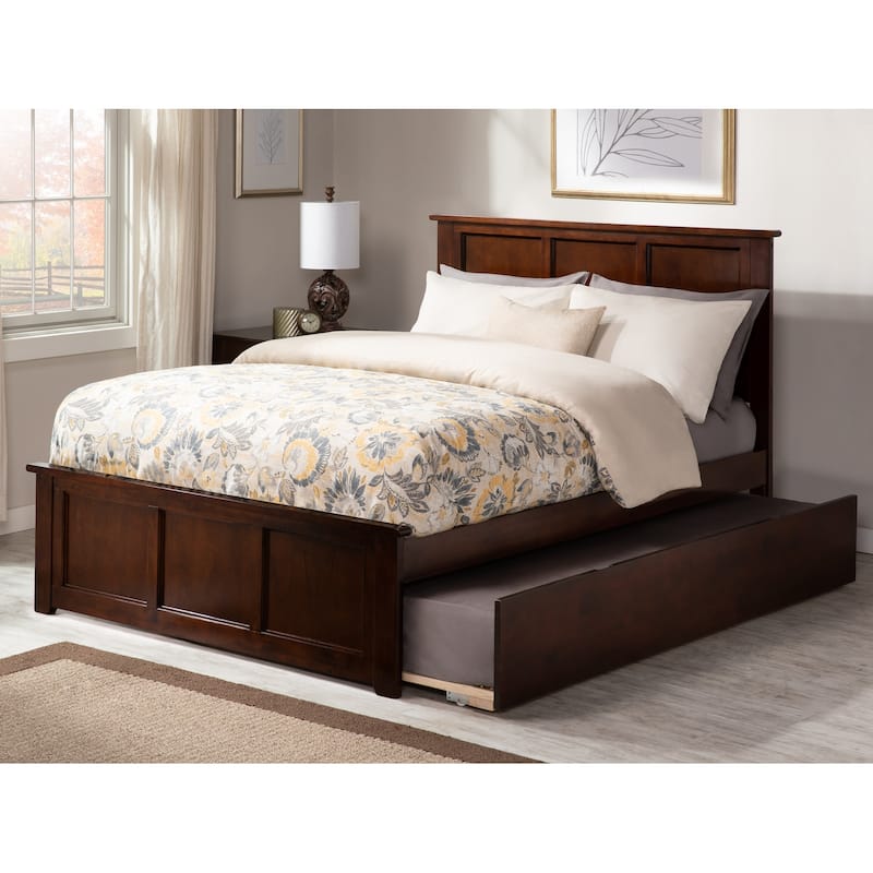 Madison Full Bed with Footboard and Twin Trundle in Walnut