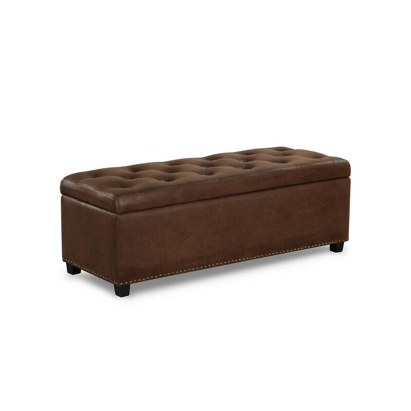 DH Basic Modern Brian 48-inch Rectangular Linen Storage Ottoman Bench by Denhour