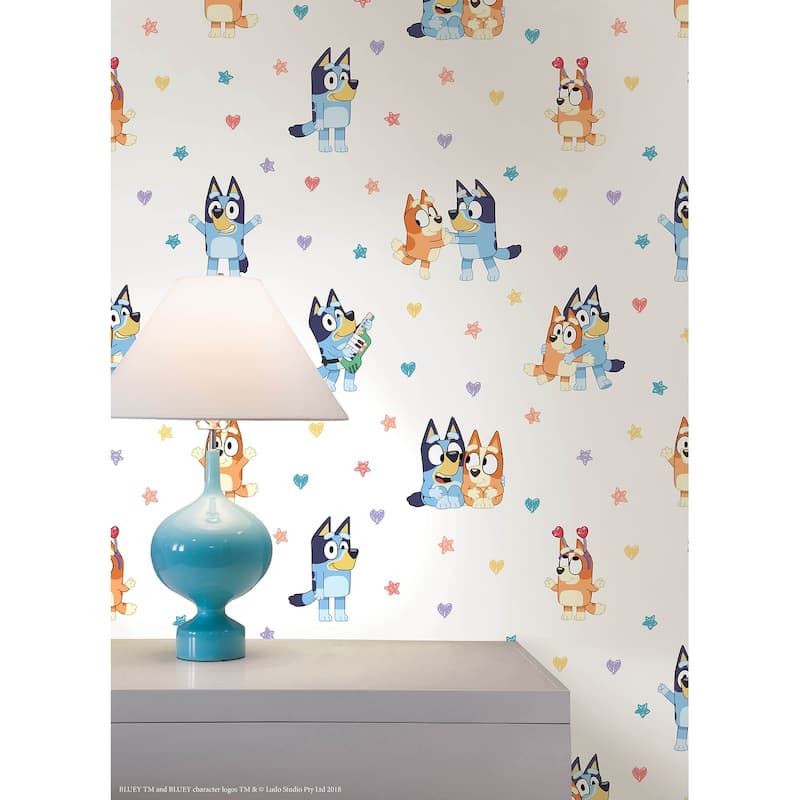 Bluey and Bingo Hearts Multicolor Peel and Stick Wallpaper