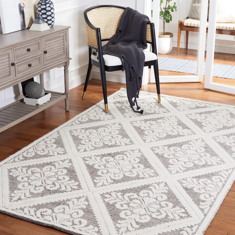SAFAVIEH Handmade Vermont Davina Wool Rug - 3' x 5' - Ivory/Brown