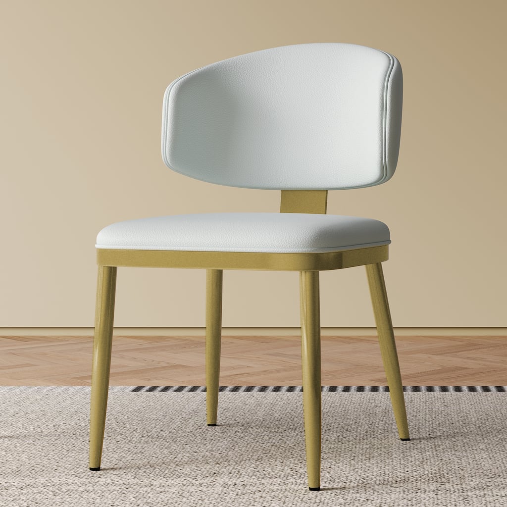 Minimalist Dining Chair Side Chair Accent Chair Kitchen Chair White Leather Armless Chair Office Chair