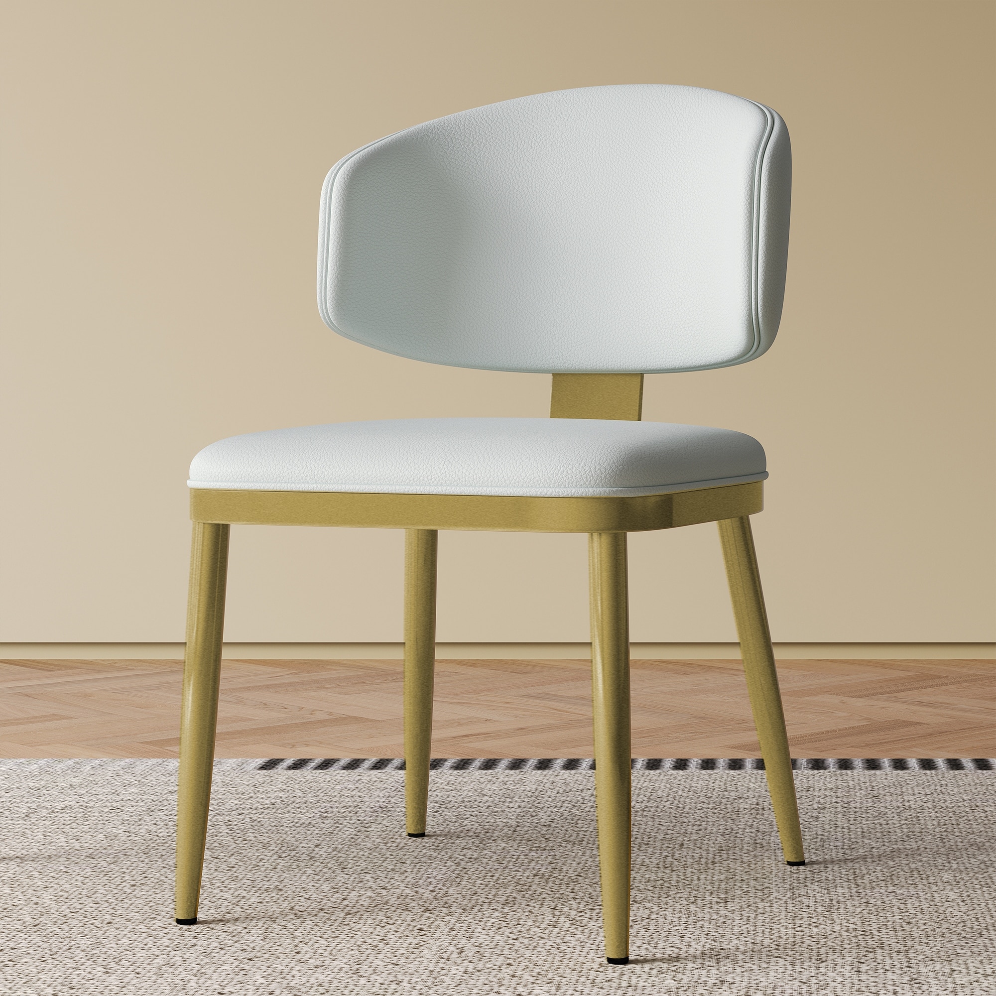 Minimalist Dining Chair Side Chair Accent Chair Kitchen Chair White Leather Armless Chair Office Chair