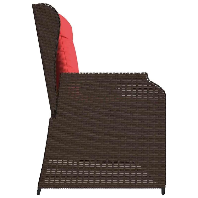 vidaXL Garden Bench with Cushion Brown Poly rattan - 26 x 43 x 37