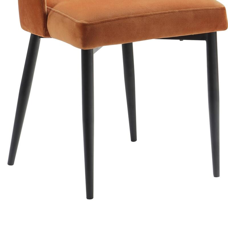 Black/Orange Velvet Upholstered Metal Frame Dining Chair, Sturdy Dining Chair for Dining Rooms - 17.5