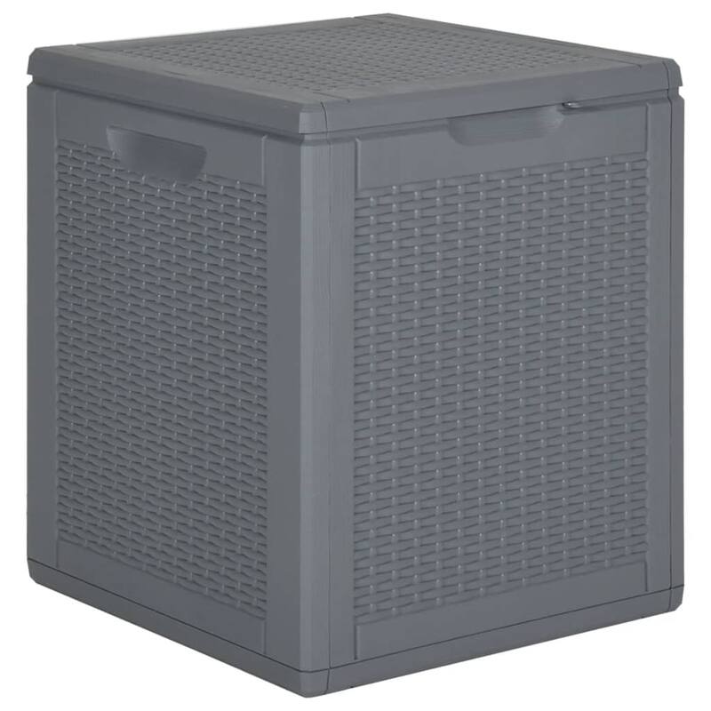 vidaXL Tool Box UV Resistant Outdoor Cushion Storage Box Tool Chest PP Rattan - 16.9" x 17.3" x 20.1" - Grey 1