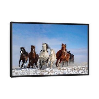 iCanvas "Mongolia Horses" by Libby Zhang Framed Canvas Print