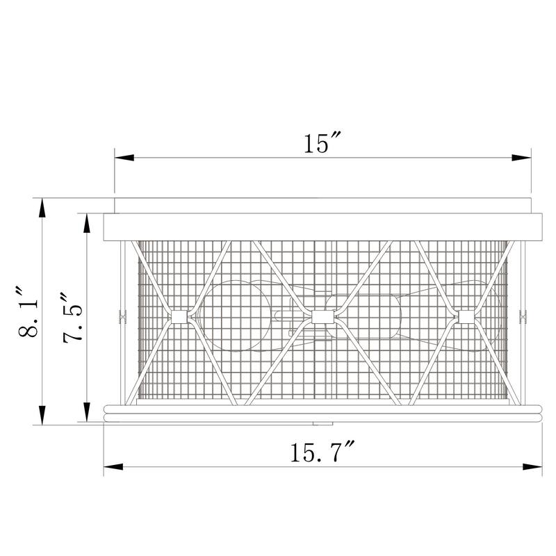 Sheela Matte Black Geometric Pattern Cage 3-Light Metal Flush Mount