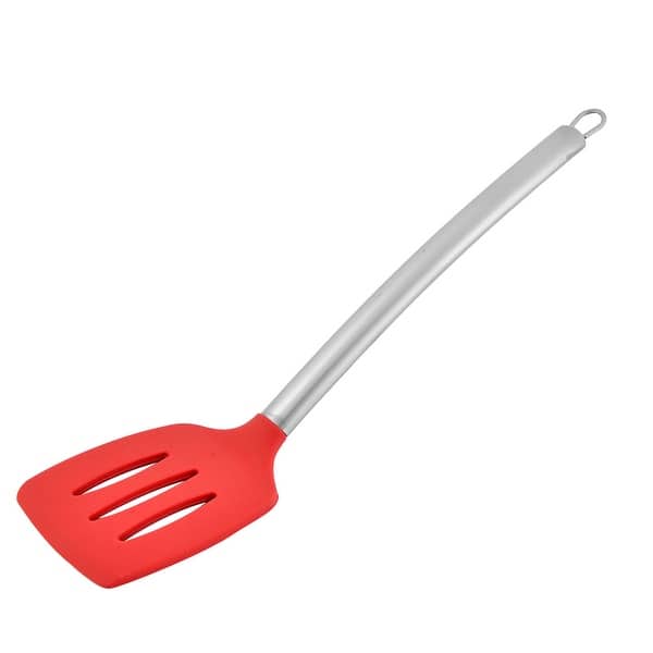 slide 1 of 14, Kitchen Stainless Steel Handle Silicone Slotted Pancake Turner Spatula - 12.6" x 3.3" x 0.6"(L*W*T)