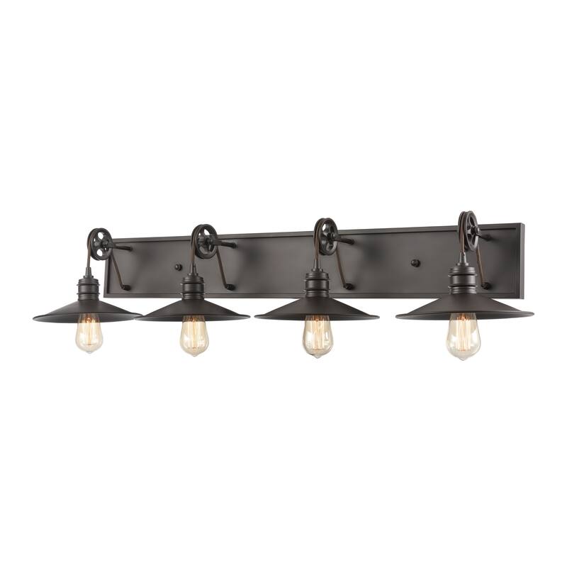 Spindle Wheel 42-inch Wide 4-Light Vanity Light in Oil Rubbed Bronze - 42