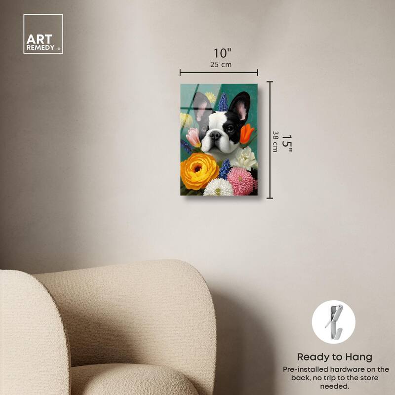 Secret Garden Frenchie Acrylic by Art Remedy, Ready to Hang