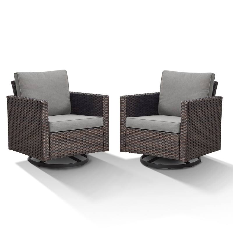 2 Pieces Outdoor Swivel Chairs with Thick Cushions
