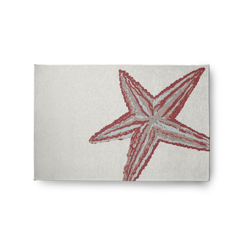 Large Starfish Nautical Chenille Rug - Ligonberry Red - 2' x 3'