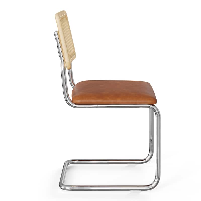 Hayward Cane Back Vegan Leather Side Chair Chrome Frame (Set Of 2)