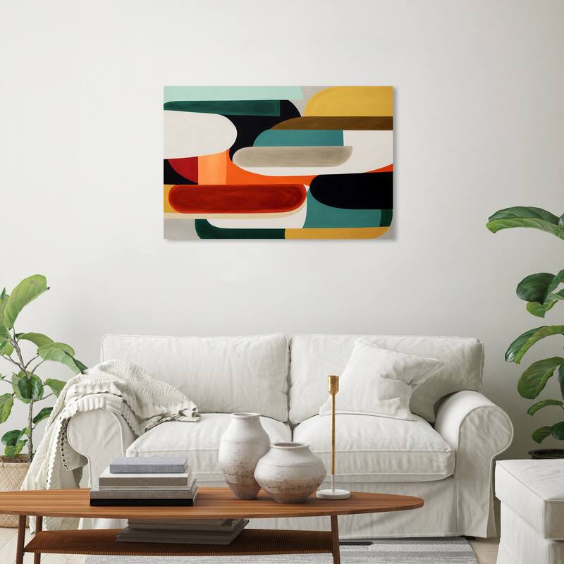 Wynwood Studio Canvas Abstract Ruckus Blue and Teal Mid-Century Modern Wall Art Canvas Print - 20 x 30