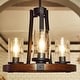 preview thumbnail 1 of 5, 3 Light Shaded Wagon Wheel Chandelier - 18.95"x29" 18.95"x29" - Black