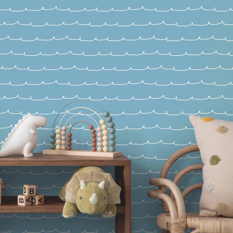 Advantage Wiggle Line Blue Stripe Wallpaper
